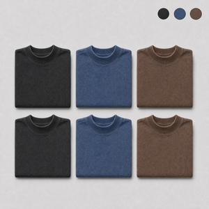 Kit 6 Camisetas Oversized Estonada Gola Alta Ribana 2x1 Canelada Fio 30/1 100% Algodão