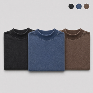 Kit 3 Camisetas Oversized Estonada Gola Alta Ribana 2x1 Canelada Fio 30/1 100% Algodão