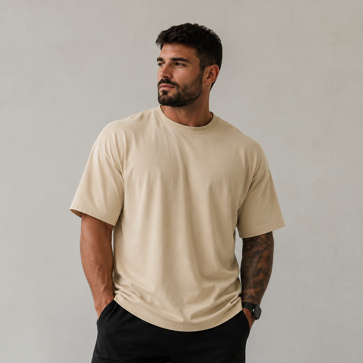 Camiseta Oversized Gola Alta 94% Algodão 6% Elastano — 1 Peça