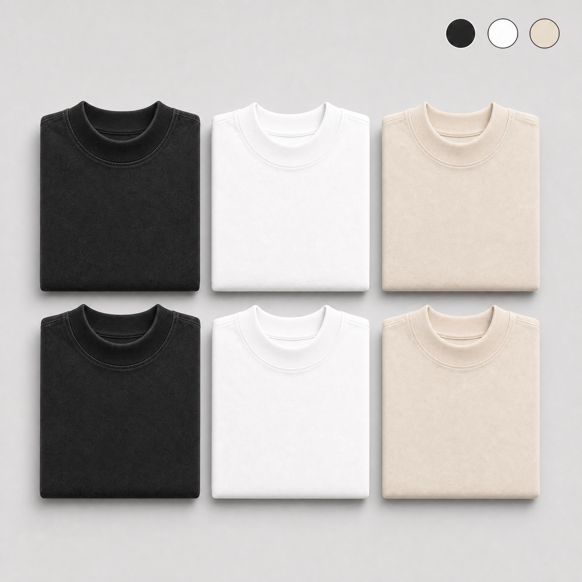 Kit 6 Camisetas Oversized Gola Alta 94% Algodão 6% Elastano