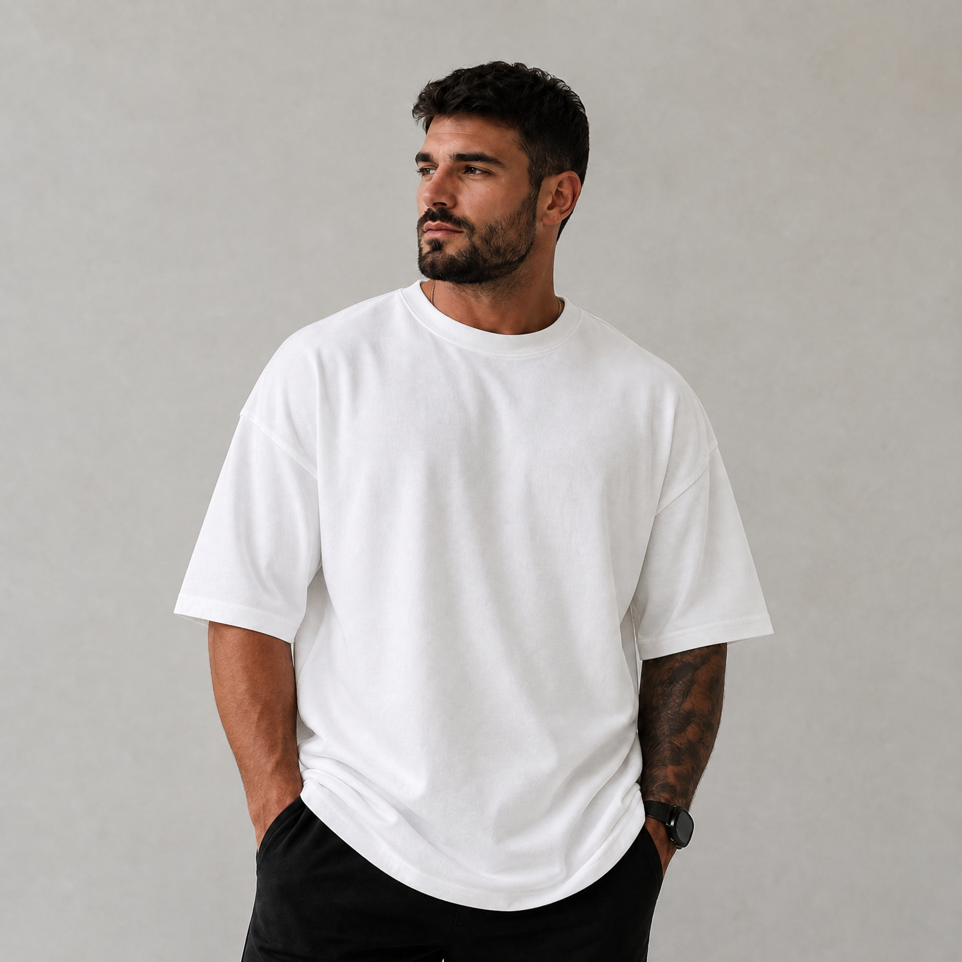Camiseta Oversized Gola Alta 94% Algodão 6% Elastano — 1 Peça