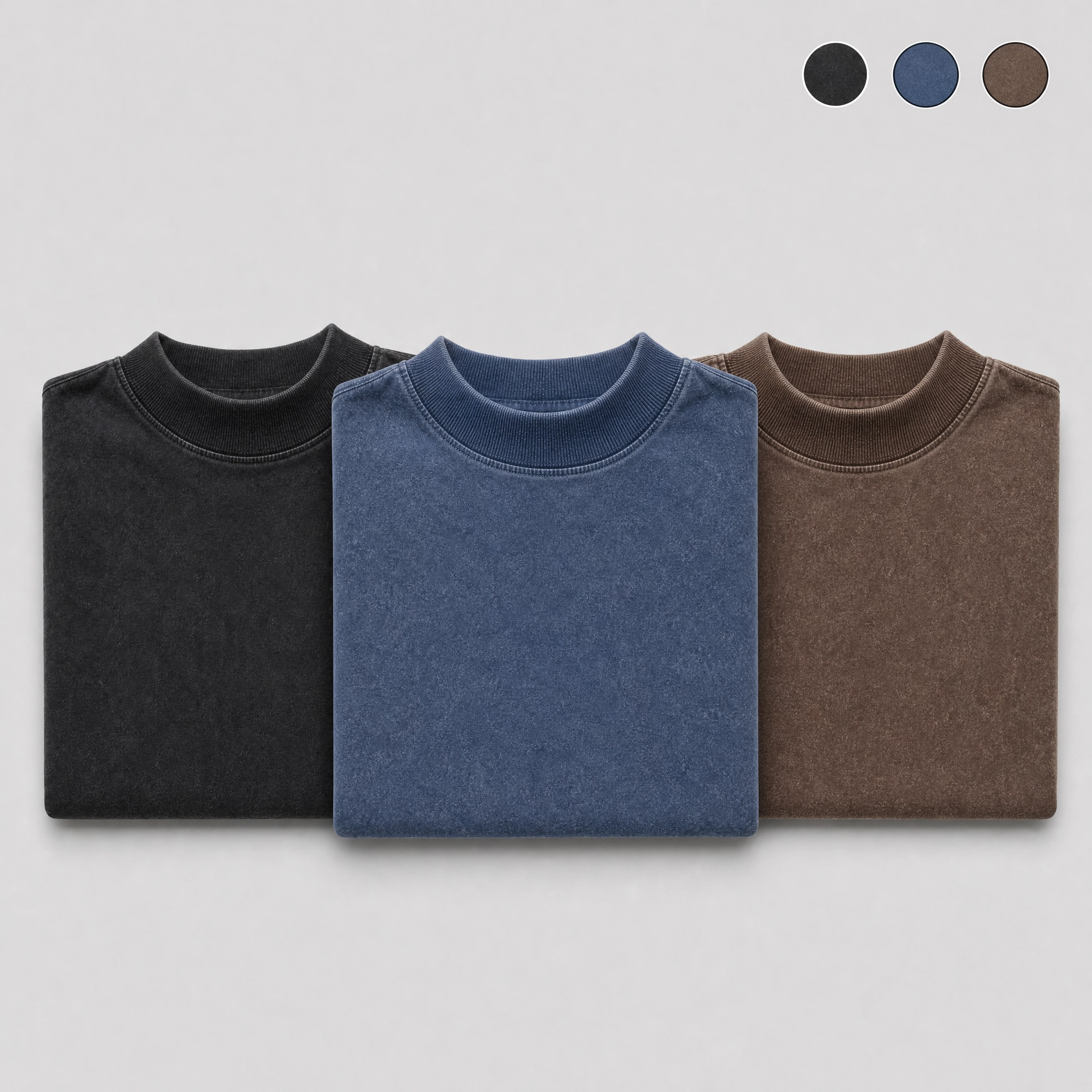 Kit 3 Camisetas Oversized Estonada Gola Alta Ribana 2x1 Canelada Fio 30/1 100% Algodão